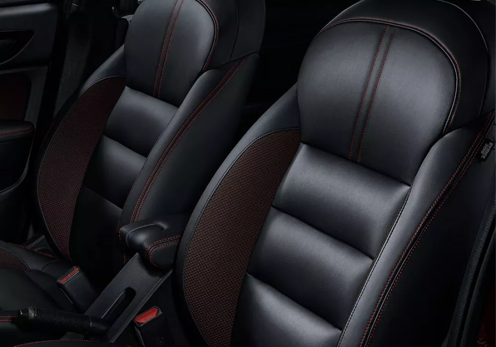 Leather Trimmed Seat With Red Stitches