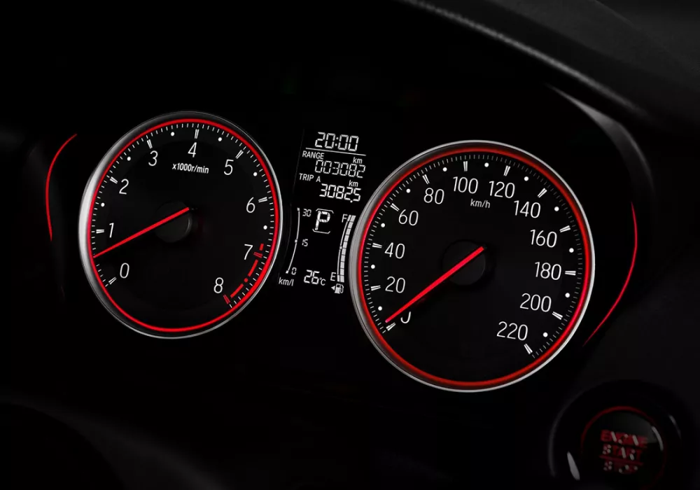Sporty Meter Cluster with Red Accent